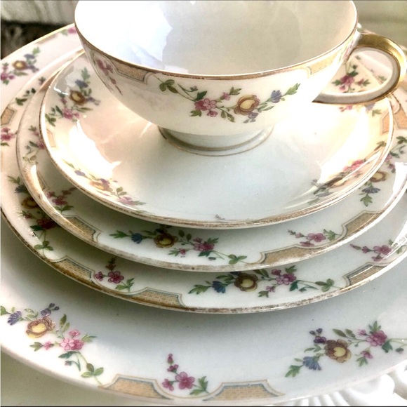 Wm Guerin for Gimbal Bros Limoges France Pink Roses Flowers 5pc PLACE SE… - Picture 2 of 8